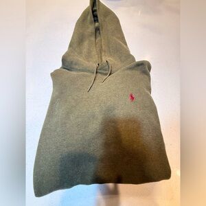Ralph Lauren Army Green Soft Hoodie with Red Signature Logo